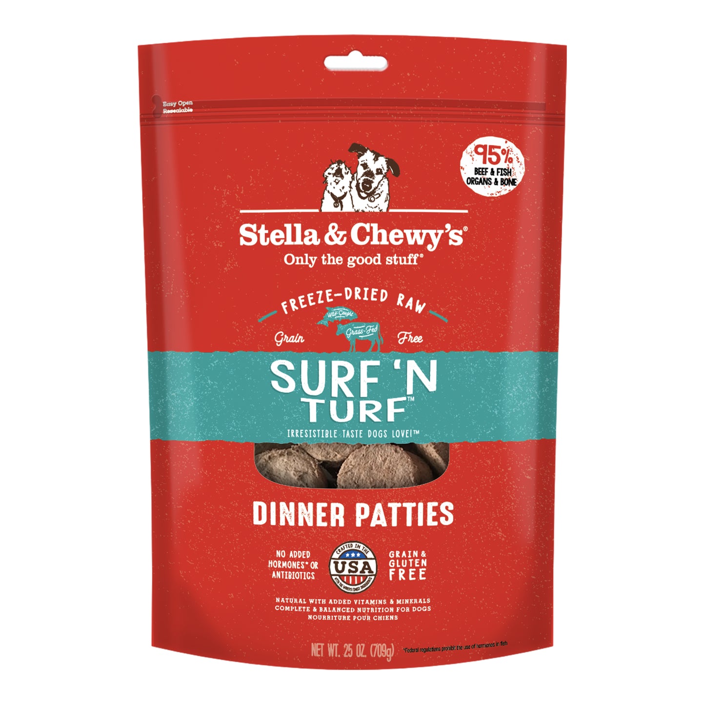 Stella & Chewy's - Surf N Turf (Beef & Salmon) Freeze-Dried Raw Dinner Patties