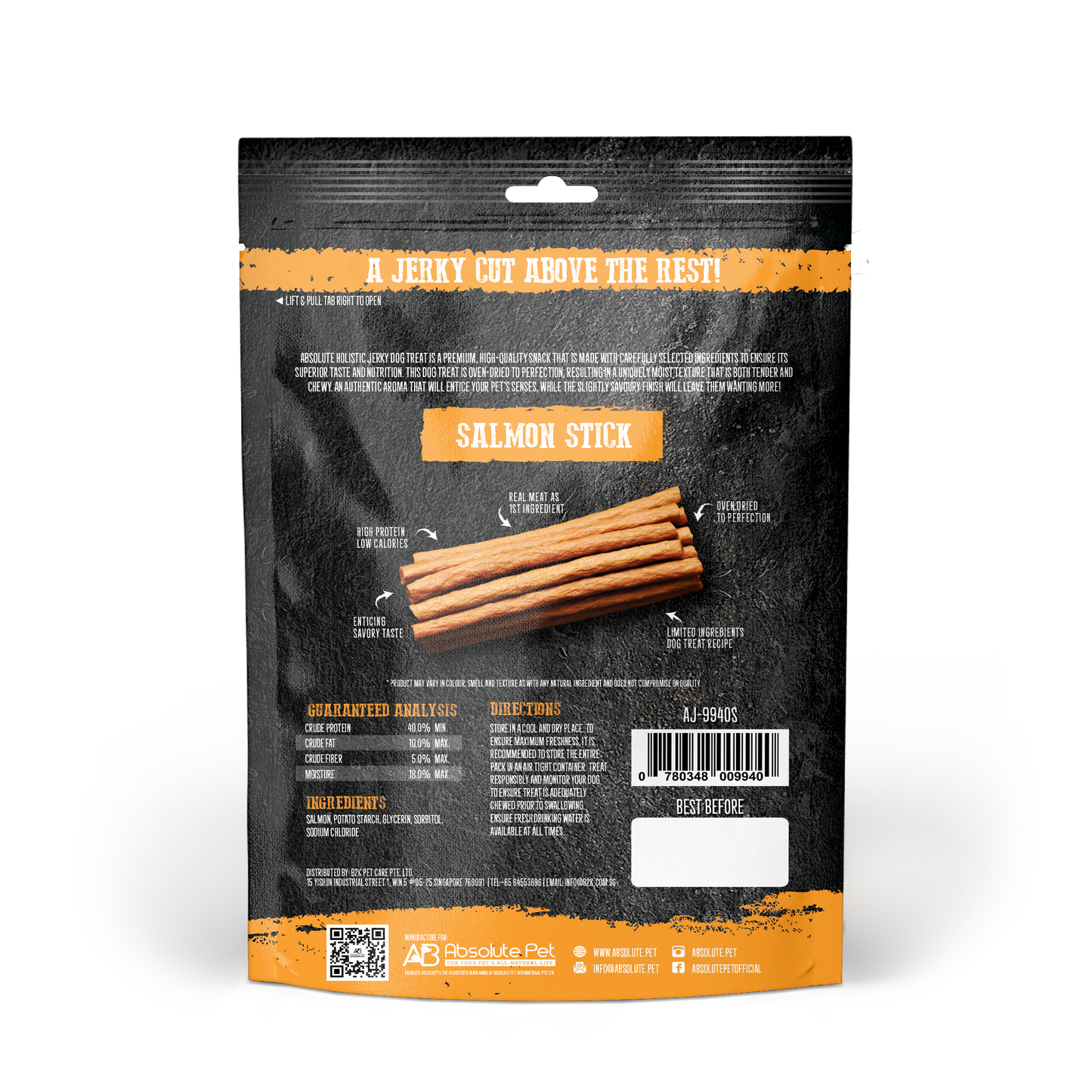 Absolute Holistic Salmon Loin Stick 100g