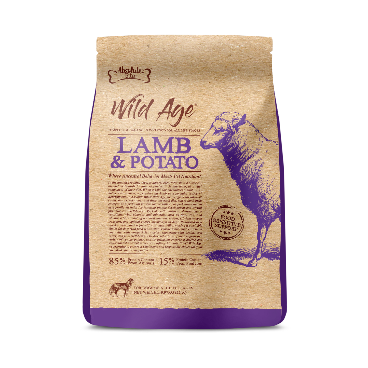 Absolute Bites Wild Age Dry Dog Food - Lamb & Potato