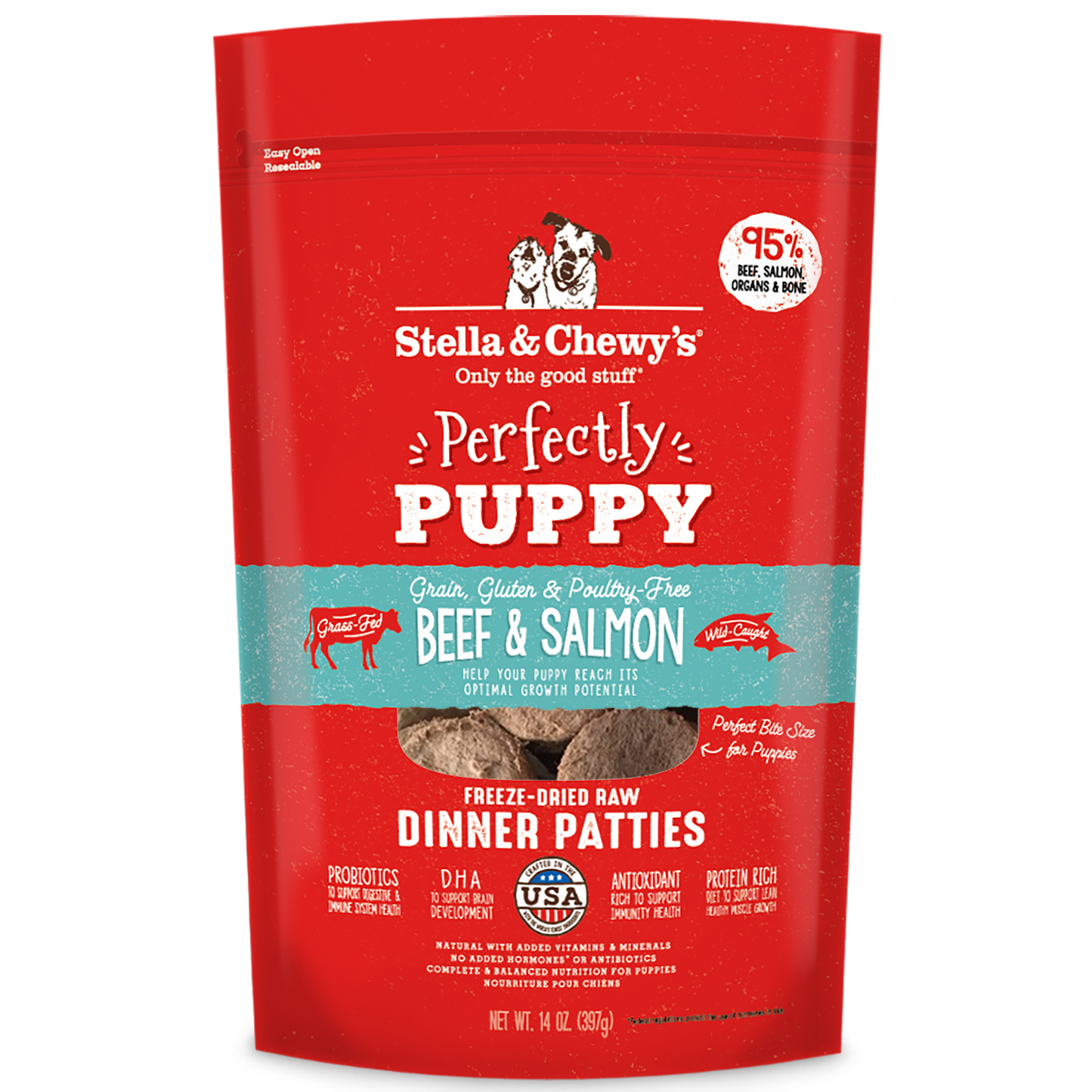 Stella & Chewy's - Perfectly Puppy (Beef & Salmon) Freeze-Dried Raw Dinner Patties