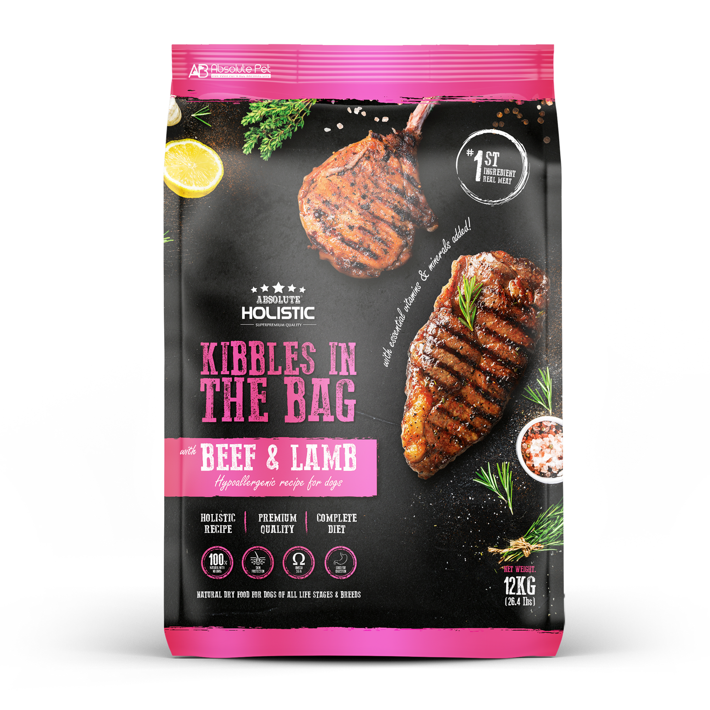 Absolute Holistic Kibbles in the Bag Dry Dog Food (Beef & Lamb)