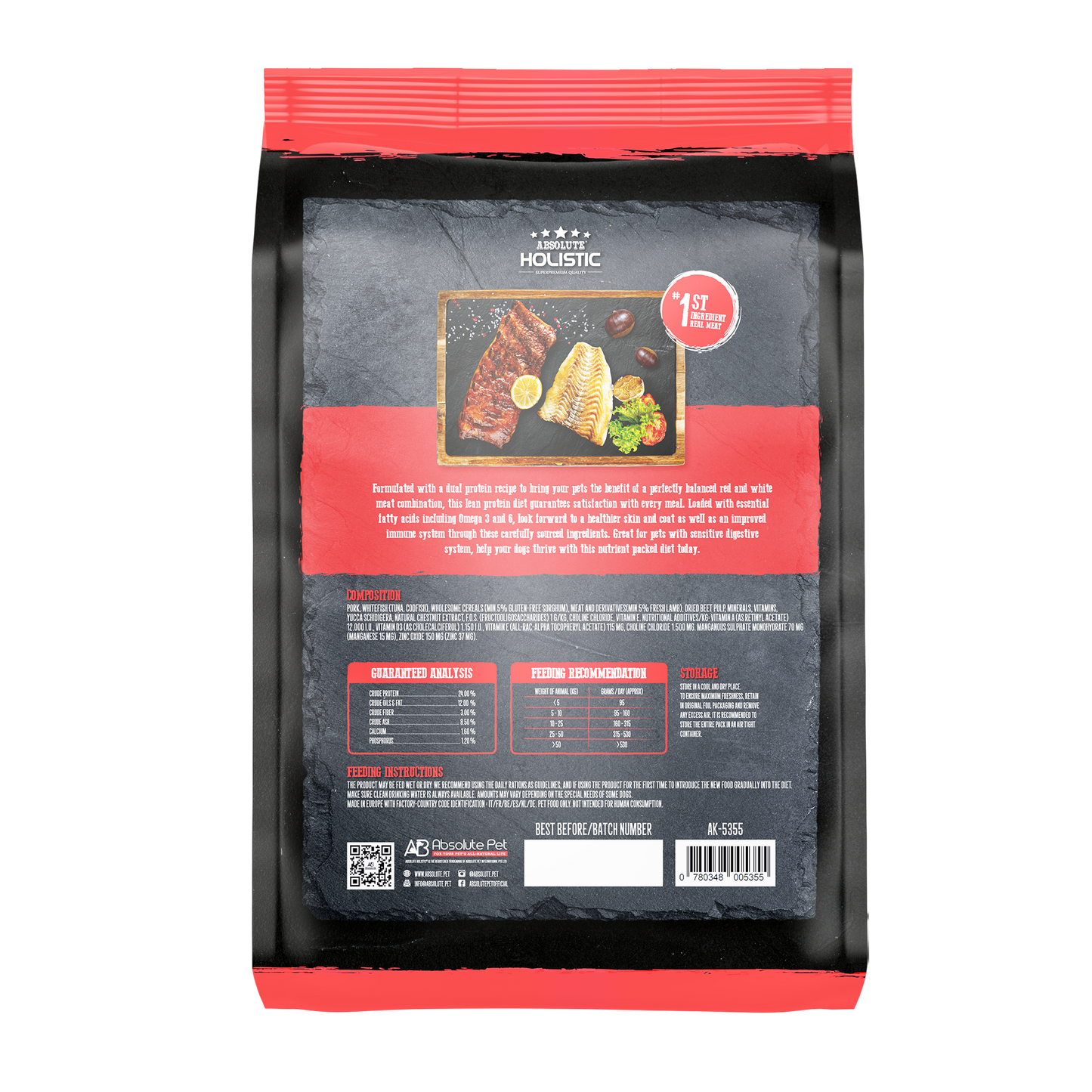 Absolute Holistic Kibbles in the Bag Dry Dog Food (Pork & Codfish)