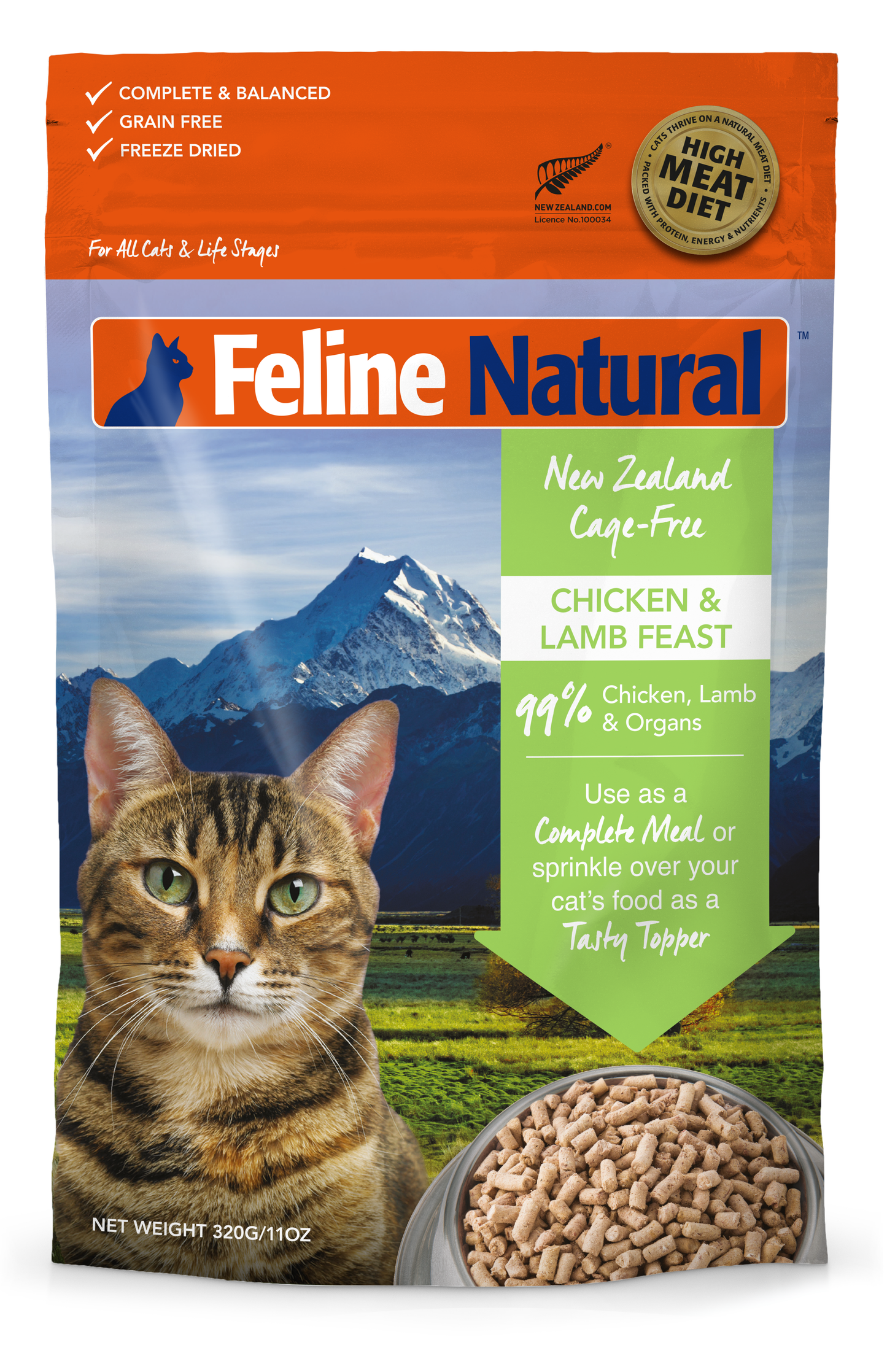 Feline Natural Freeze Dried Chicken & Lamb 320g