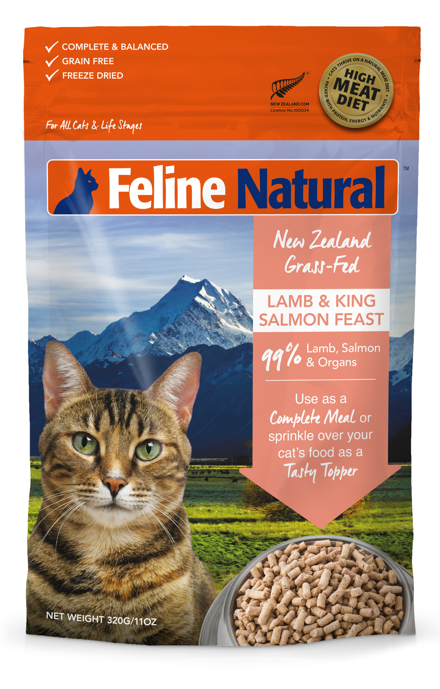 Feline Natural Freeze Dried Lamb & King Salmon 320g