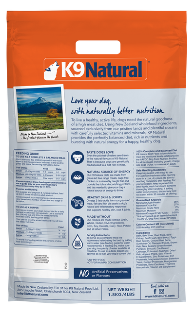 K9 Natural Freeze Dried Beef (1.8kg)
