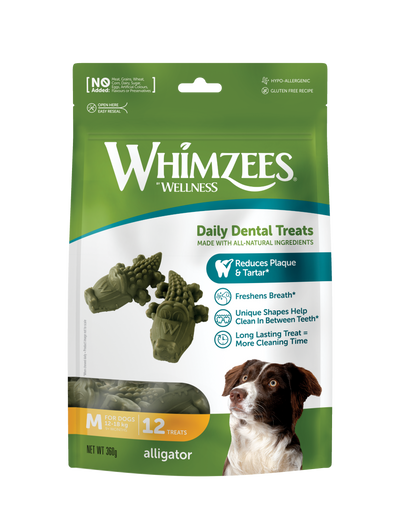 Whimzees Alligator M Dental Dog Treats Value Bag (12 pcs)