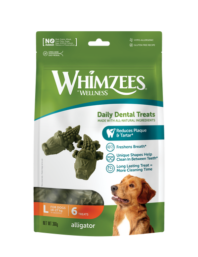 Whimzees Alligator L Dental Dog Treats Value Bag (6 pcs)