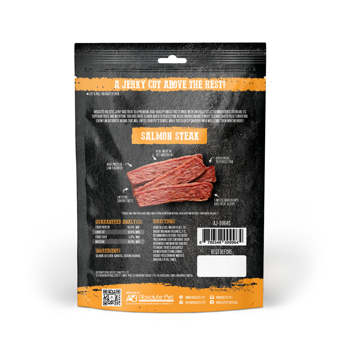 Absolute Holistic Salmon Jerky Steak 100g