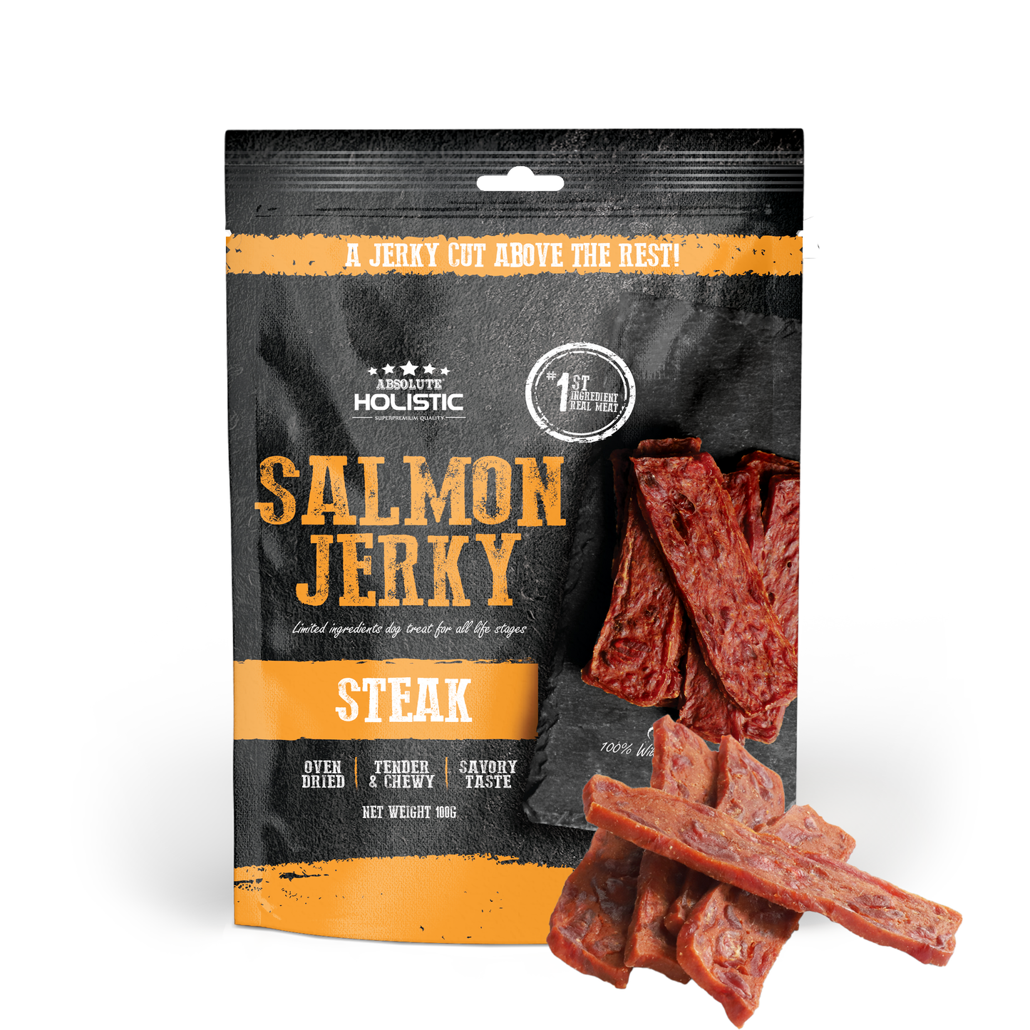 Absolute Holistic Salmon Jerky Steak 100g