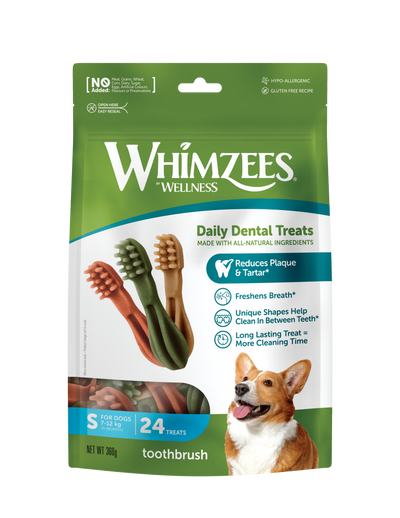 Whimzees Toothbrush S Dental Dog Treats Value Bag (24 pcs)