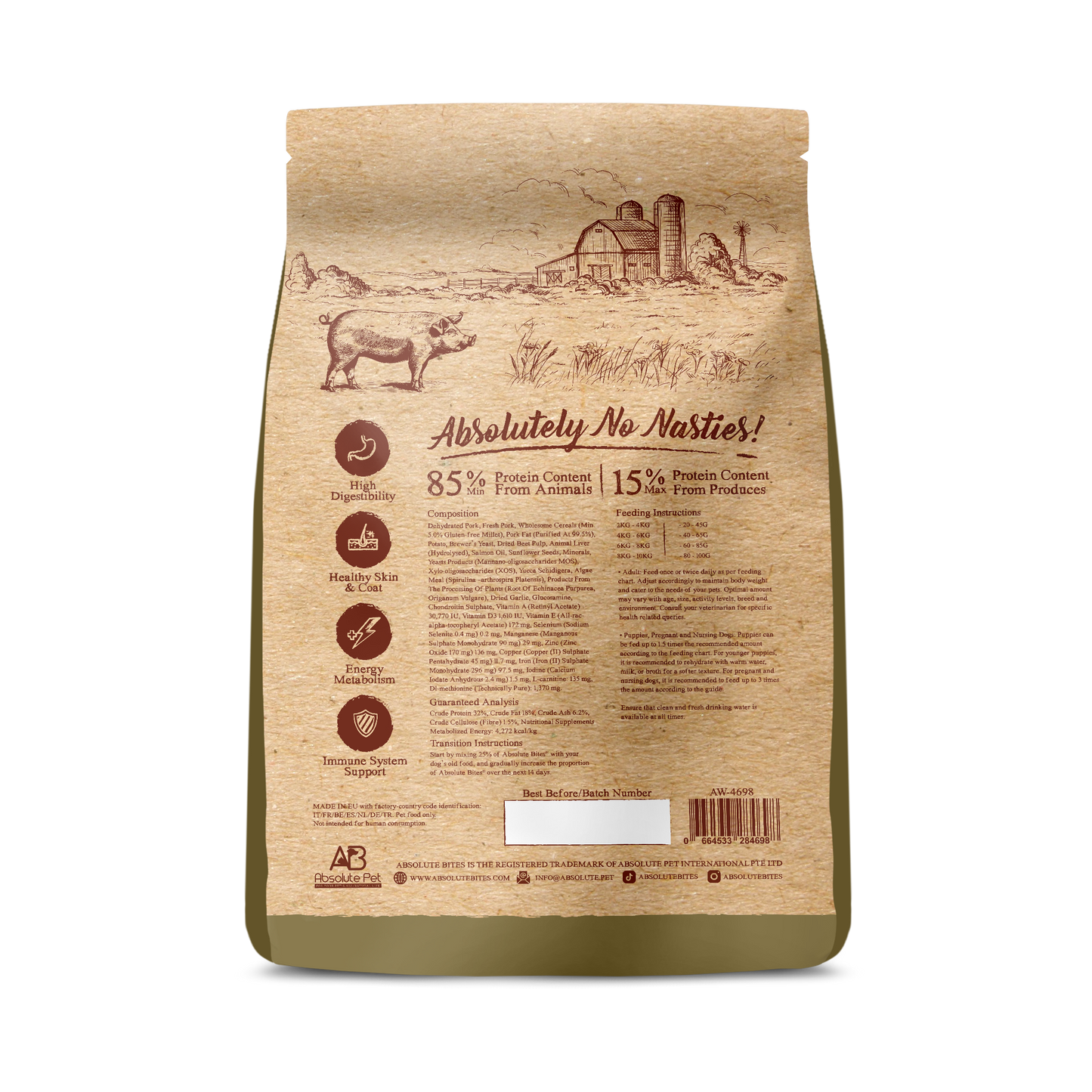 Absolute Bites Wild Age Dry Dog Food - Pork & Potato