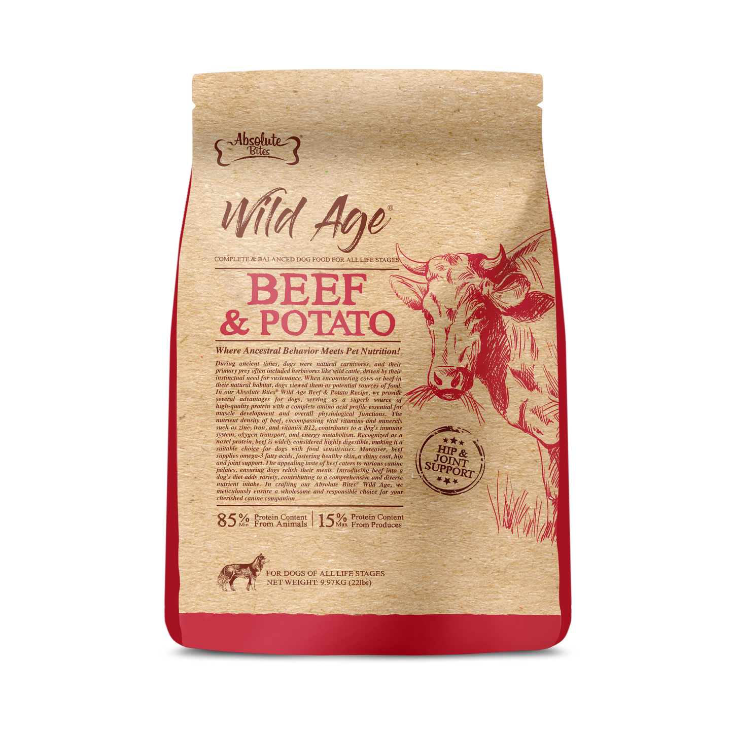 Absolute Bites Wild Age Dry Dog Food - Beef & Potato